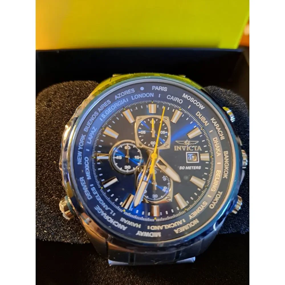 INVICTA Aviator Men's Watch 47818 Blue Dial Silver Band